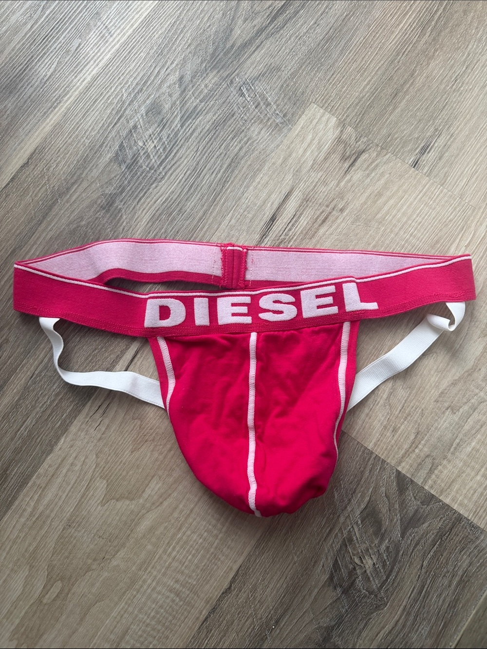 Diesel Bright Pink Men's Jockstrap Brief with White Straps